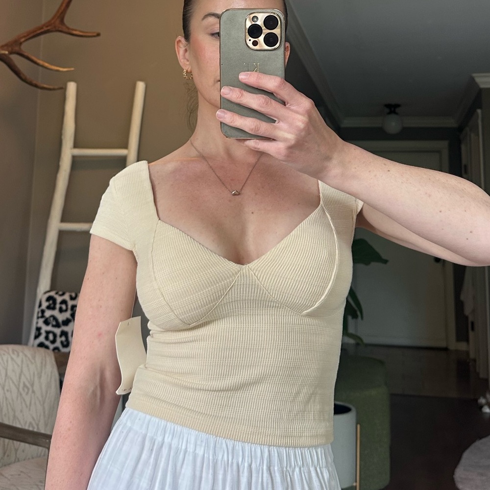 O'Neill Cream Cap Sleeve Fitted Bodysuit